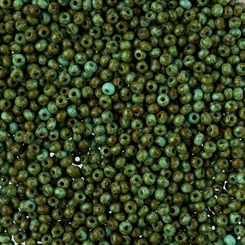 Czech Seed Bead 10/0 Travertine on Turquoise - VIAL