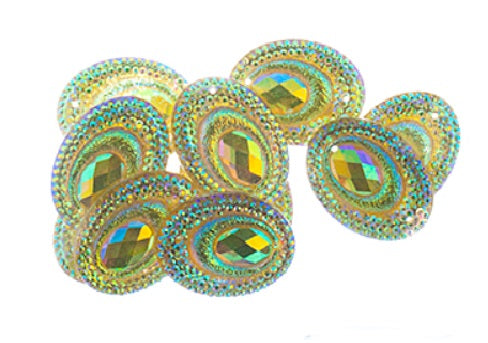 Oval Peacock Cabs 18x25mm (5 pairs) Citrine AB
