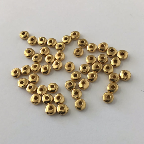 Spacer Beads - Heishi Nugget Bright Gold 5mm (50pcs)