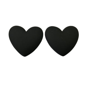 Heart  - Matte Black Cab (1 pair) 37x35mm