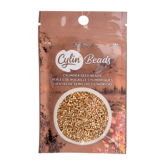 Cylin Bead- 11/0 Electro Gold Coat 25g