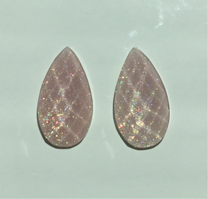 Glitter Teardrop - Lilac 16x30mm Cabs (1 pair)