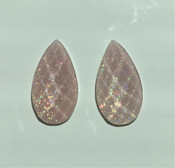 Glitter Teardrop - Lilac 16x30mm Cabs (1 pair)