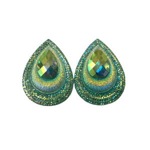 Teardrop - Peacock Cabs 38x29mm (1 pair) Turquoise AB