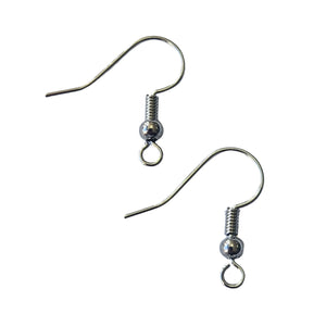 Earring Fish Hooks - 20pcs - Nickel colour