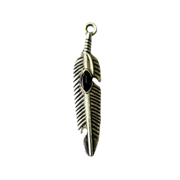 Feather Charm - Black - 10pcs