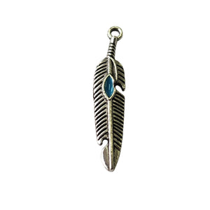 Feather Charm - Turquoise - 10pcs