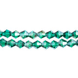 6mm Bicone Transparent Dark Green AB