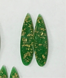 Gold Fleck - Green Fingernail 9x36mm Cabs (1 pair)