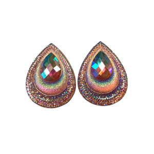 Teardrop - Peacock Cabs 38x29mm (1 pair) Pink AB