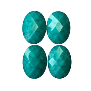 Oval - Teal Blue 25x18mm Cabs (2 pairs)