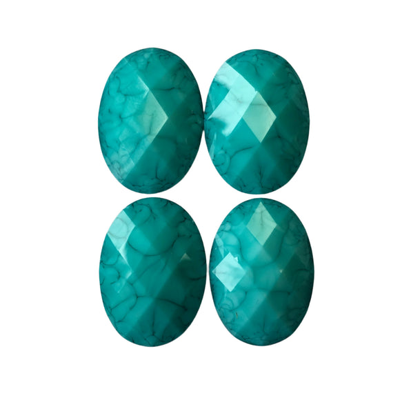 Oval - Teal Blue 25x18mm Cabs (2 pairs)