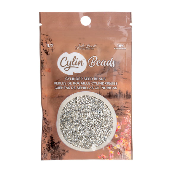 Cylin Bead- 11/0 Electro Silver 25g