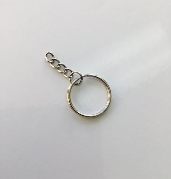 Split Ring w/Chain - Silver 25mm (10pc) Keychain