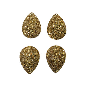 Druzy - Gold Teardrop Cabs (2 pairs)