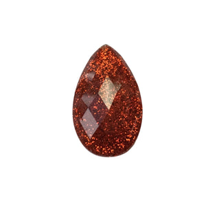 Glitter Teardrop -  Red 16x30mm Cabs (3 pairs)