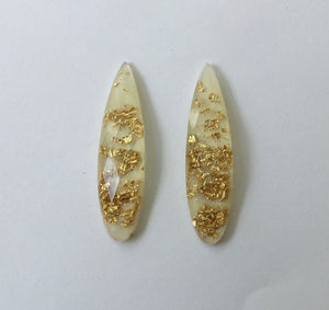 Gold Fleck - White Fingernail 9x36mm Cabs (1 pair)