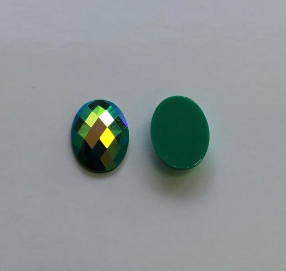 Oval Gem Cabs 18x25mm (1 pair) Green AB