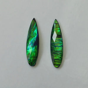 Dichromatic - Black 9x36mm Fingernail Cabs (1 pair)