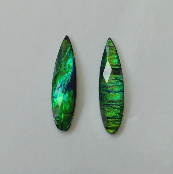 Dichromatic - Black 9x36mm Fingernail Cabs (1 pair)