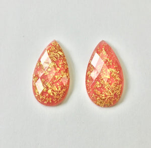 Gold Fleck - Rose Teardrop 16x30mm Cabs (1 pair)
