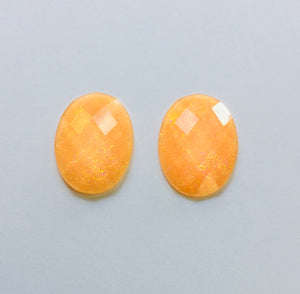 Glitter Oval - Peach 25x18mm Cabs (1 pair)
