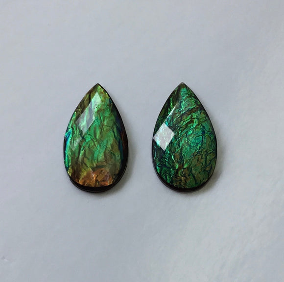 Dichromatic - Black 16x30mm Teardrop Cabs (1 pair)