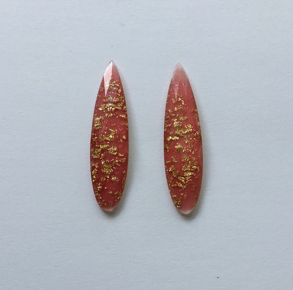 Gold Fleck - Rose Fingernail 9x36mm Cabs (1 pair)