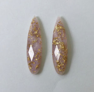 Gold Fleck - Lilac Fingernail 9x36mm Cabs (1 pair)