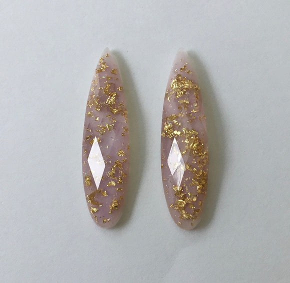 Gold Fleck - Lilac Fingernail 9x36mm Cabs (1 pair)