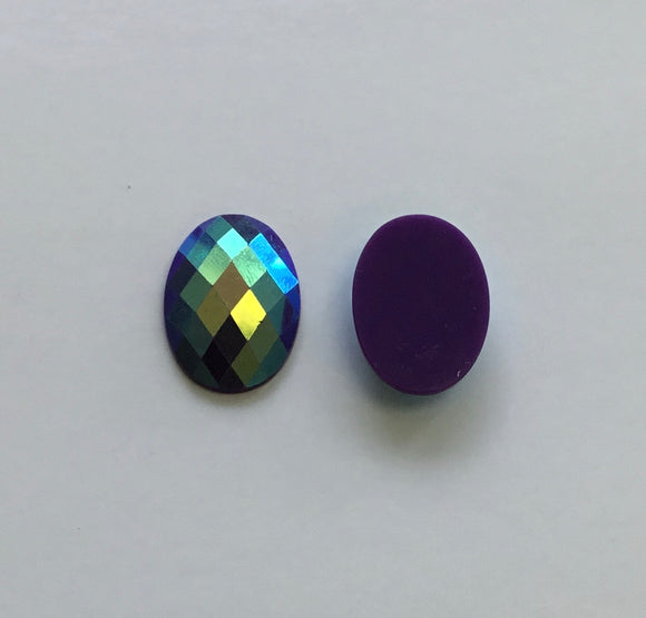 Oval Gem Cabs 18x25mm (1 pair) Dark Purple AB