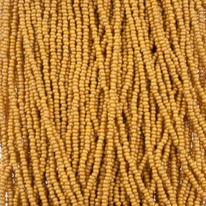 Czech Seed Beads 11/0 PermaLux Dyed Chalk Yellow-Brown Strung #3142