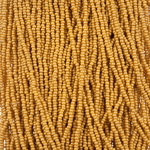 Czech Seed Beads 11/0 PermaLux Dyed Chalk Yellow-Brown Strung #3142