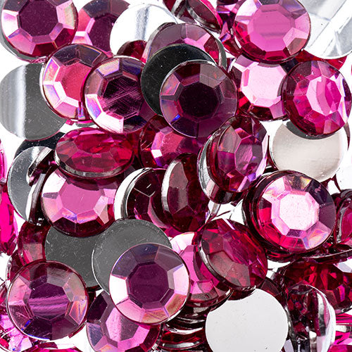 Rhinestone Cabs - Fuchsia (10 pairs) Round 12mm