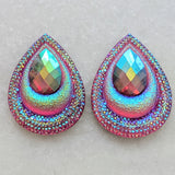 Teardrop - Peacock Cabs 38x29mm (1 pair) Pink AB