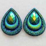 Teardrop - Peacock Cabs 38x29mm (1 pair) Royal Blue AB