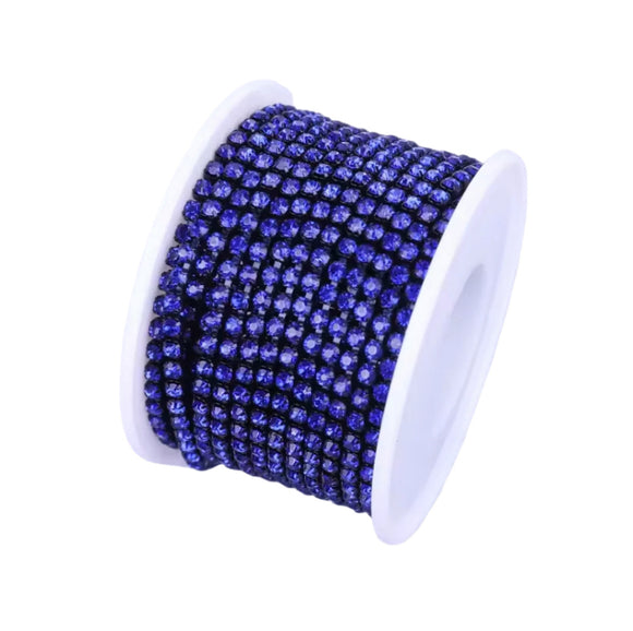 Sapphire Rhinestone Metal Banding - SS6 - 1 Yard