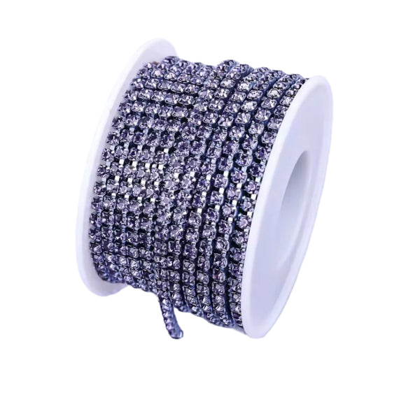 Violet Rhinestone Metal Banding - SS6 - 1 Yard