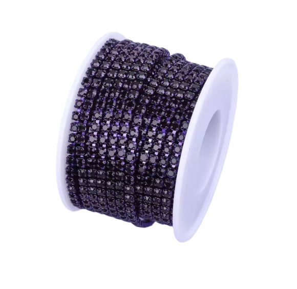 Amethyst Rhinestone Metal Banding - SS6 - 1 Yard