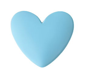 Heart - Matte Blue Cab (1 pair) 37x35mm