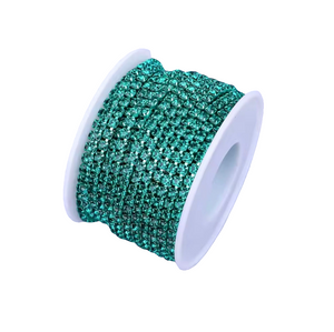Emerald Crystal Rhinestone Metal Banding - SS6 - 1 Yard