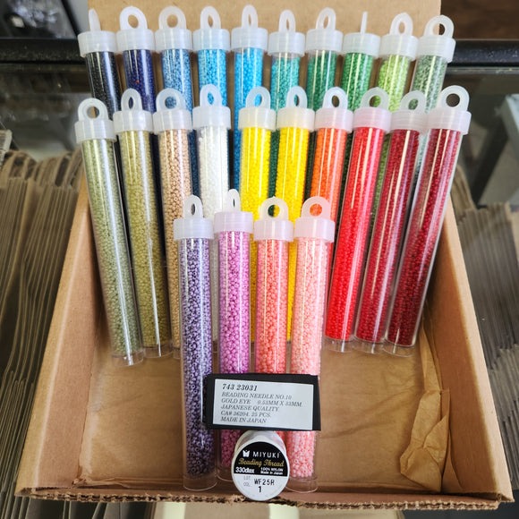 Bead set 11/0 Opaque and Solgel Czech Seed Beads 24 Vial set