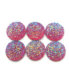 Druzy - Pink AB Round Cabs (3 pairs) 25mm