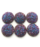 Druzy - Purple AB Round Cabs (3 pairs) 25mm