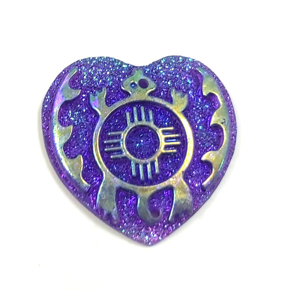 Heart Turtle Cabs - Purple AB (3 pairs) 25mm