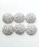 Druzy - Silver Round Cabs (3 pairs) 25mm