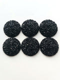 Druzy - Black Round Cabs (3 pairs) 25mm