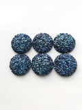 Druzy - Metallic Blue Round Cabs (3 pairs) 25mm