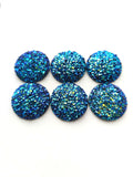 Druzy - Metallic Blue AB Round Cabs (3 pairs) 25mm