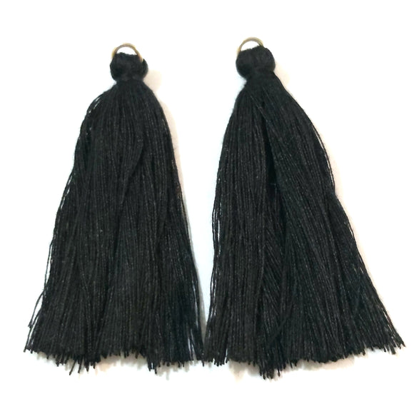 Black Cotton Tassels (1 pair) - 2.25 inches
